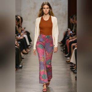 Mother The Hustler Ankle Fray Jeans Vintage Multicolor Floral Print Size 26